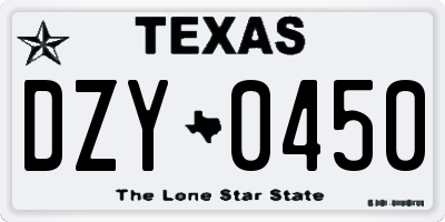 TX license plate DZY0450
