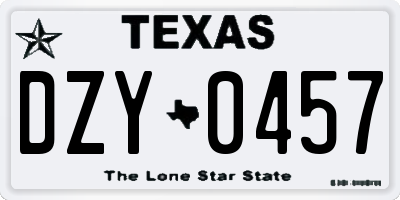 TX license plate DZY0457