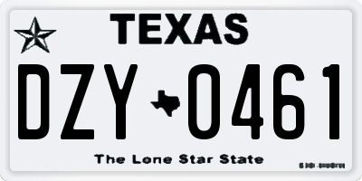 TX license plate DZY0461