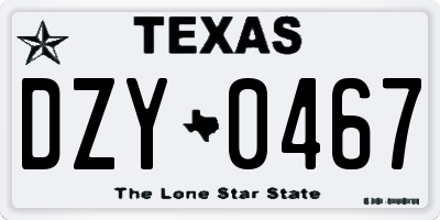 TX license plate DZY0467