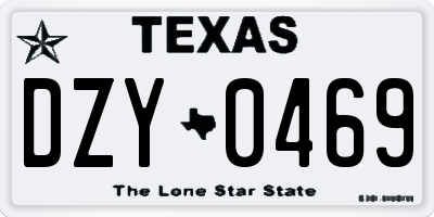 TX license plate DZY0469
