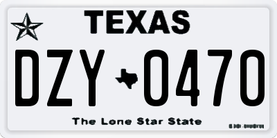 TX license plate DZY0470