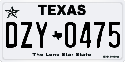 TX license plate DZY0475