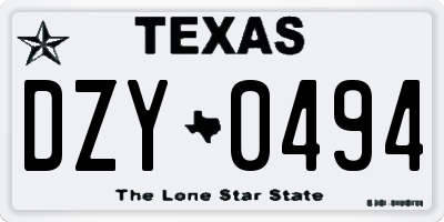 TX license plate DZY0494