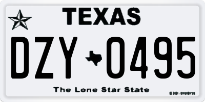 TX license plate DZY0495