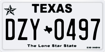 TX license plate DZY0497