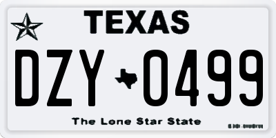 TX license plate DZY0499