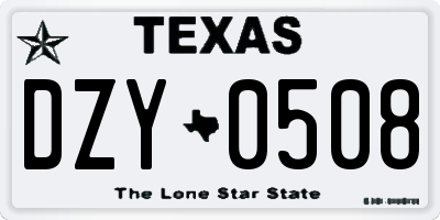 TX license plate DZY0508