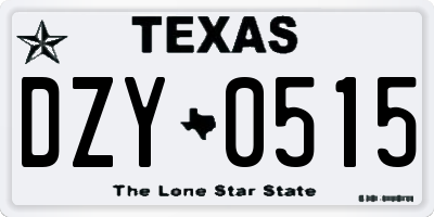 TX license plate DZY0515