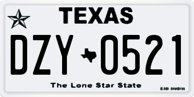TX license plate DZY0521