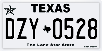 TX license plate DZY0528