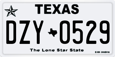 TX license plate DZY0529
