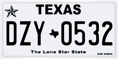 TX license plate DZY0532