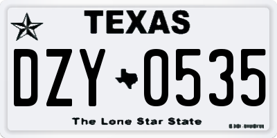 TX license plate DZY0535
