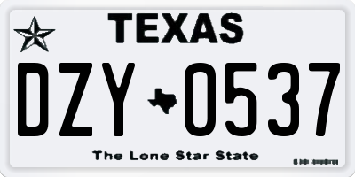 TX license plate DZY0537