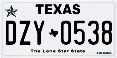 TX license plate DZY0538