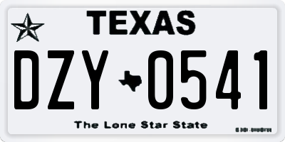 TX license plate DZY0541