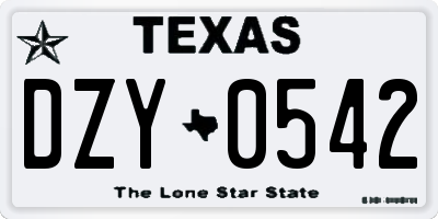 TX license plate DZY0542