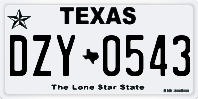 TX license plate DZY0543
