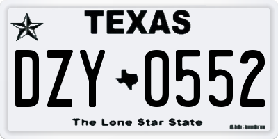 TX license plate DZY0552