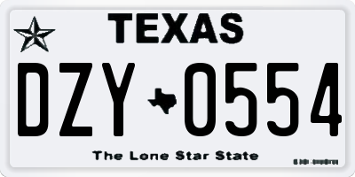 TX license plate DZY0554