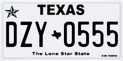 TX license plate DZY0555