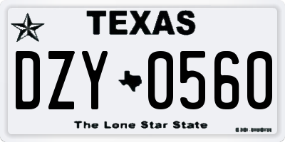 TX license plate DZY0560