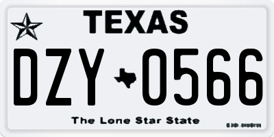TX license plate DZY0566