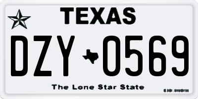 TX license plate DZY0569