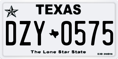 TX license plate DZY0575