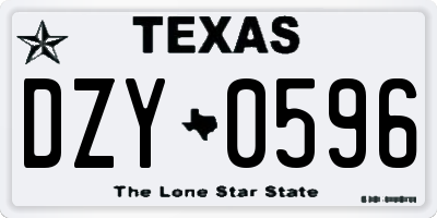TX license plate DZY0596