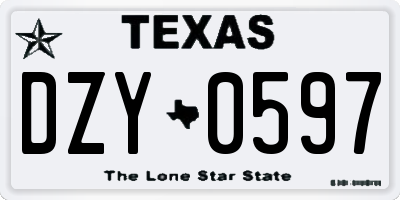 TX license plate DZY0597