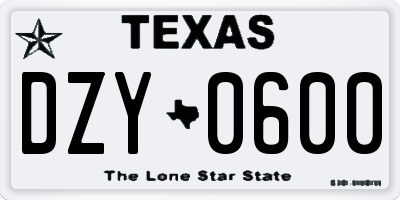 TX license plate DZY0600