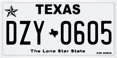TX license plate DZY0605