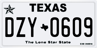 TX license plate DZY0609