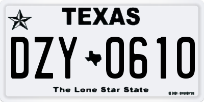 TX license plate DZY0610