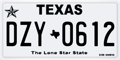 TX license plate DZY0612