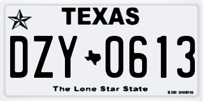 TX license plate DZY0613