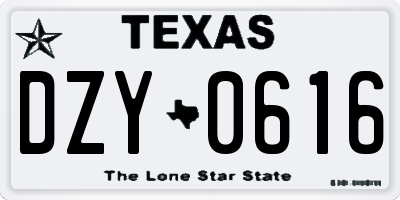 TX license plate DZY0616
