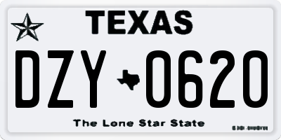 TX license plate DZY0620