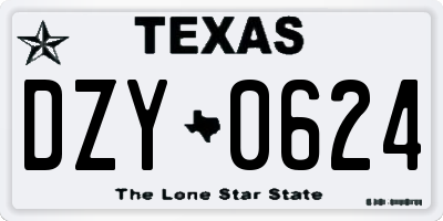 TX license plate DZY0624