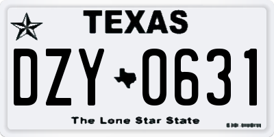 TX license plate DZY0631