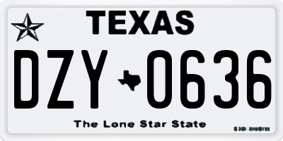 TX license plate DZY0636