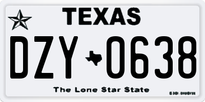 TX license plate DZY0638