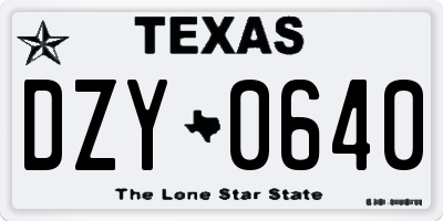 TX license plate DZY0640