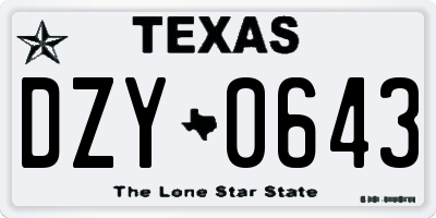 TX license plate DZY0643