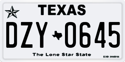TX license plate DZY0645