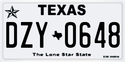 TX license plate DZY0648
