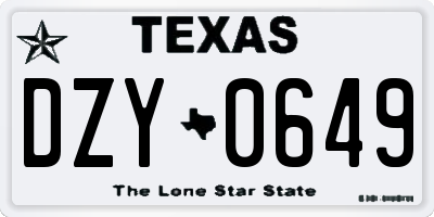TX license plate DZY0649