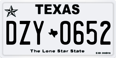 TX license plate DZY0652